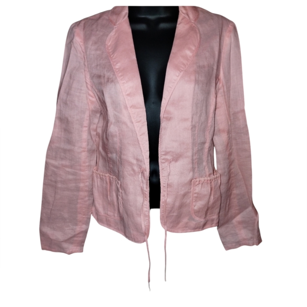 Metrostyle tie front pink linen jacket, size 6, perfect condition